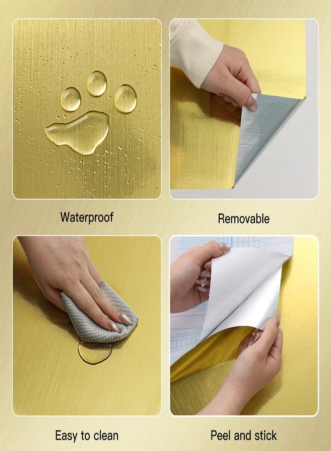 Timeet Gold Self Adhesive Wallpaper 17.7”X 197” Metallic Gold Contact Paper Metal Look Wallpaper Self Adhesive Waterproof Peel and Stick Wall Paper DIY Decor Shelf Liner Covering - Image 5